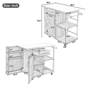 Outdoor Kitchen Island Fir Wood Prep Station with Stainless Steel Top
