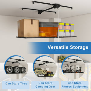 Black Overhead Garage Storage Rack 3x6 FT for High Ceilings