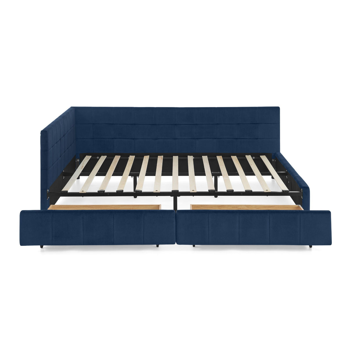 Upholstered Bed Frame With Tufted Backrest And Armrests