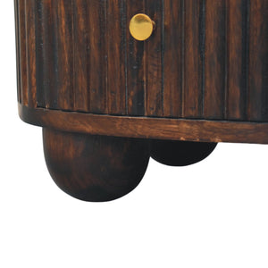 Solid Wood Curved Fluted 3-Drawer Drum Chest