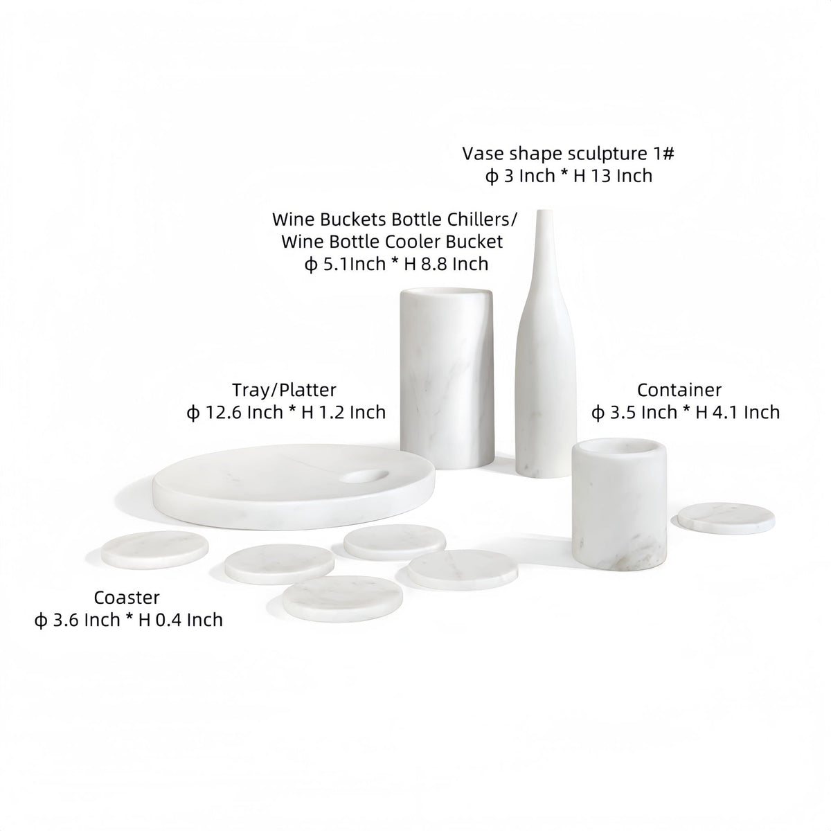 10 Pieces Luxury Natural Marble Dining Room Accessories Set