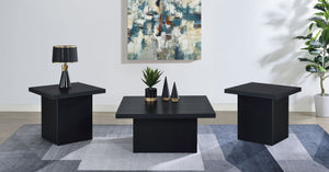 Devar 3-piece Square Cocktail Coffee End Table Set Black
