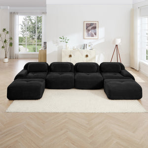 U-Shaped Modular Sofa with Breathable Corduroy Fabric
