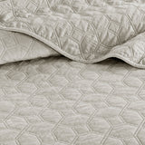 3 Piece Velvet Quilt Set Ivory King/Cal King