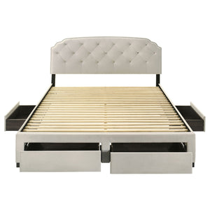 Marianna 4-drawer Upholstered Eastern King Storage Bed Cream