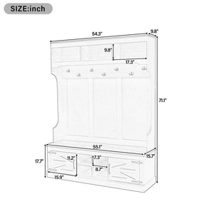 Hall Tree With Bench And Shoe Storage, 5 In 1 Entryway Organizer