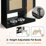 Feeding Station with 2 Lockers and Elevated Bowls - Black