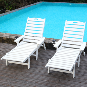 HDPE Chaise Lounge Chair Outdoor, Pool Lounge Chairs with 4-Position Adjustable Backrest, Supports Up to 360 LBS for Patio Poolside Deck Beach Backyard (white)