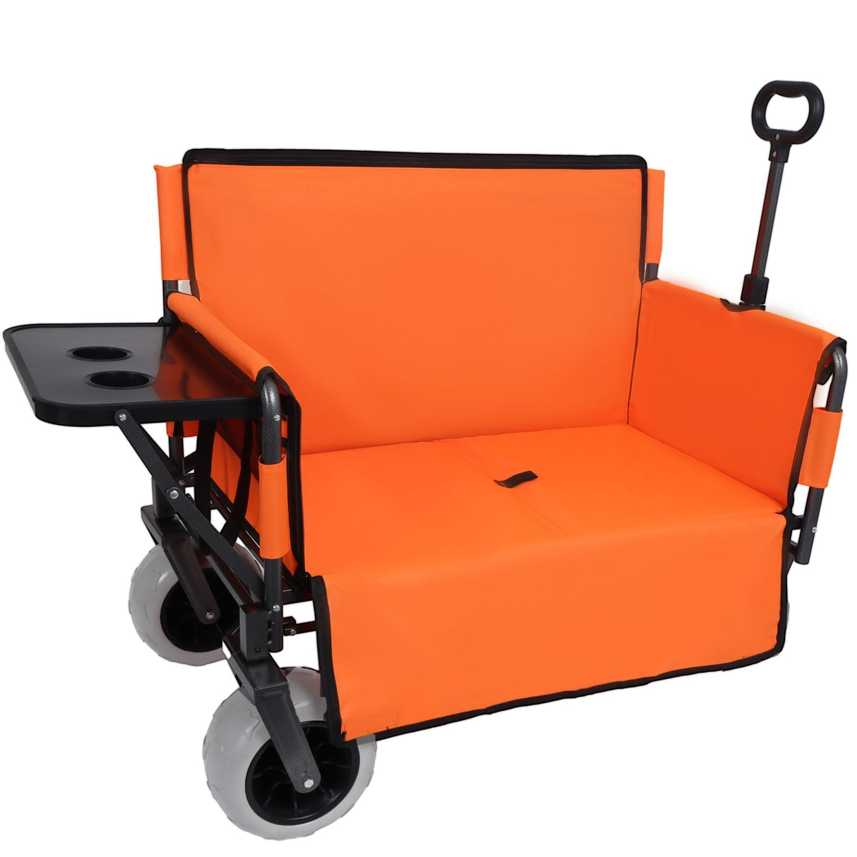 3 in 1 Folding Wagon with Bench Seat and Rear Mounted Tabletop - Orange