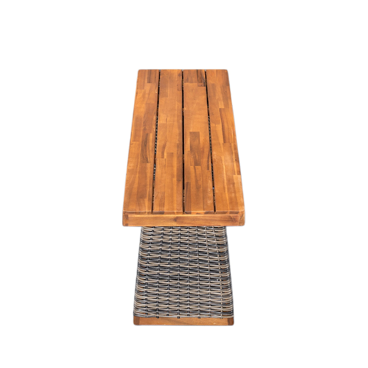 Outdoor 6 Pieces Acacia Wood Dining Set with Cushion and Handwoven Rattan Legs