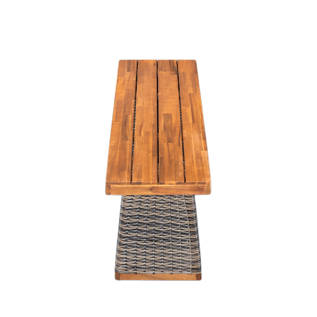 Outdoor 6 Pieces Acacia Wood Dining Set with Cushion and Handwoven Rattan Legs
