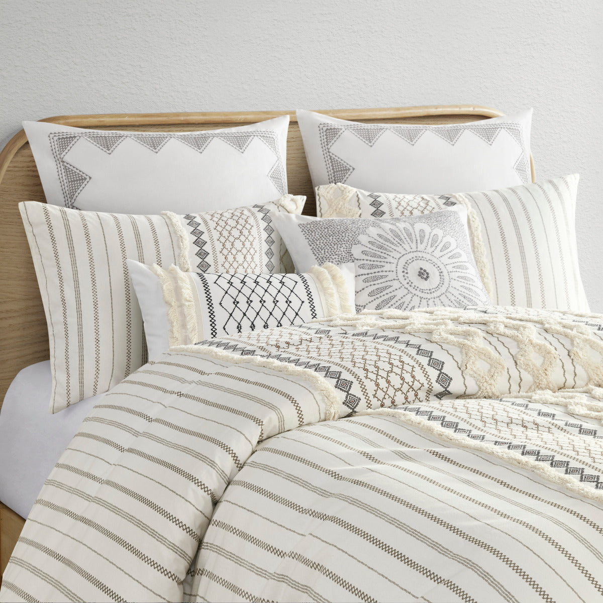 Full/Queen Cotton Printed Duvet Cover Set with Chenille