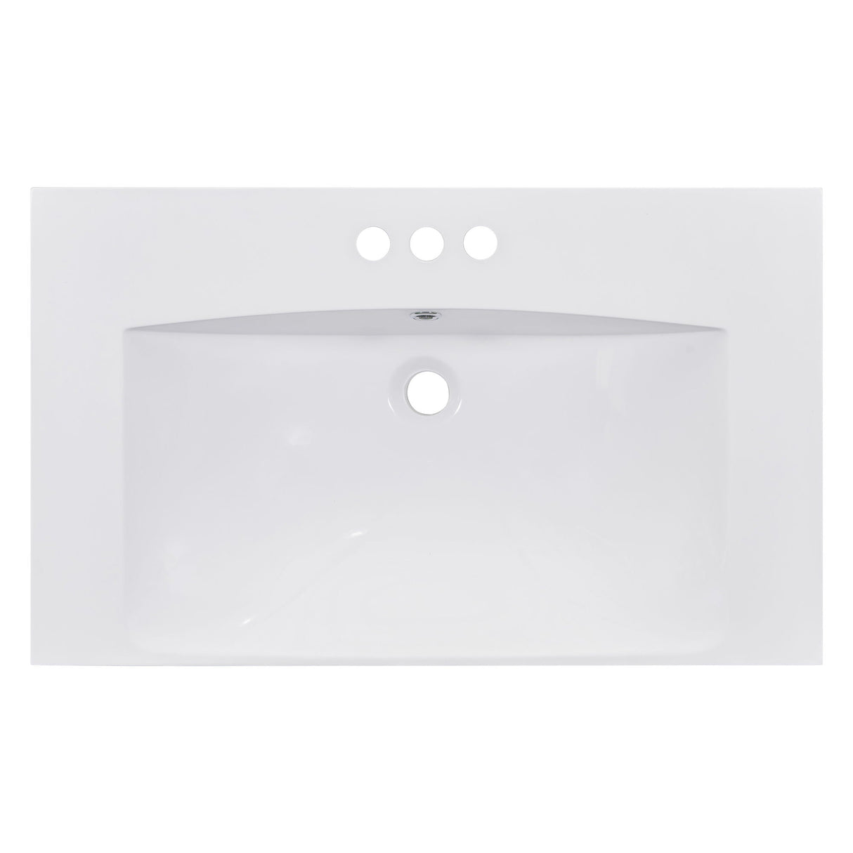 Single Bathroom Basin Sink, Vanity Top Only With 3 Faucet Holes
