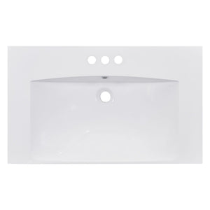 Single Bathroom Basin Sink, Vanity Top Only With 3 Faucet Holes