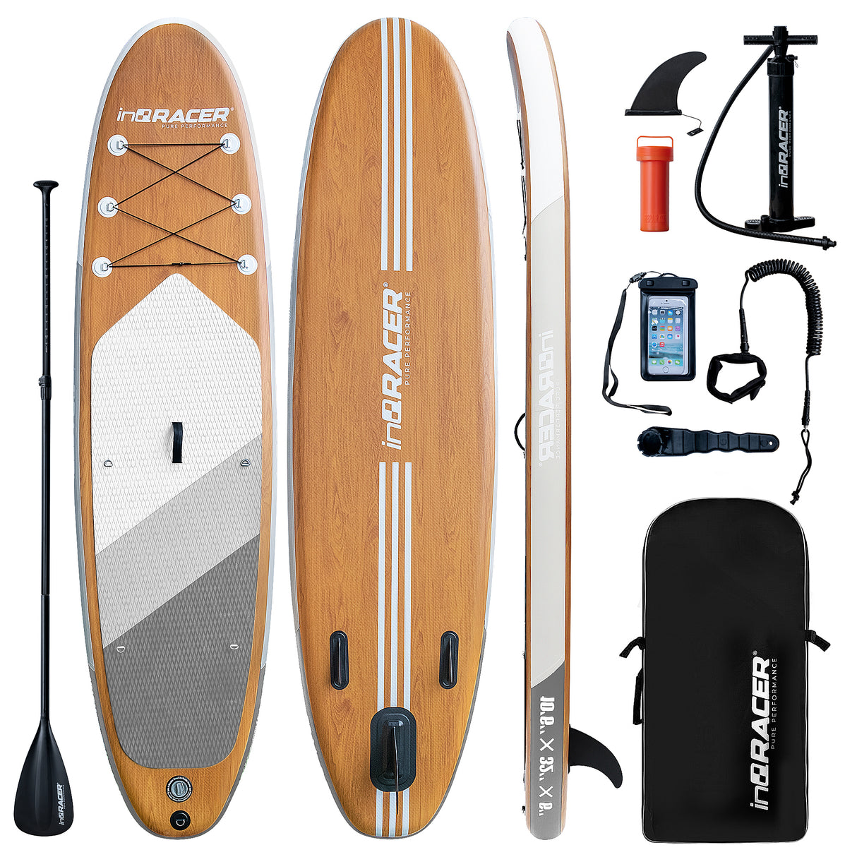 11' Wood Grain Inflatable Paddle Board – All-Around SUP for Every Adventure
