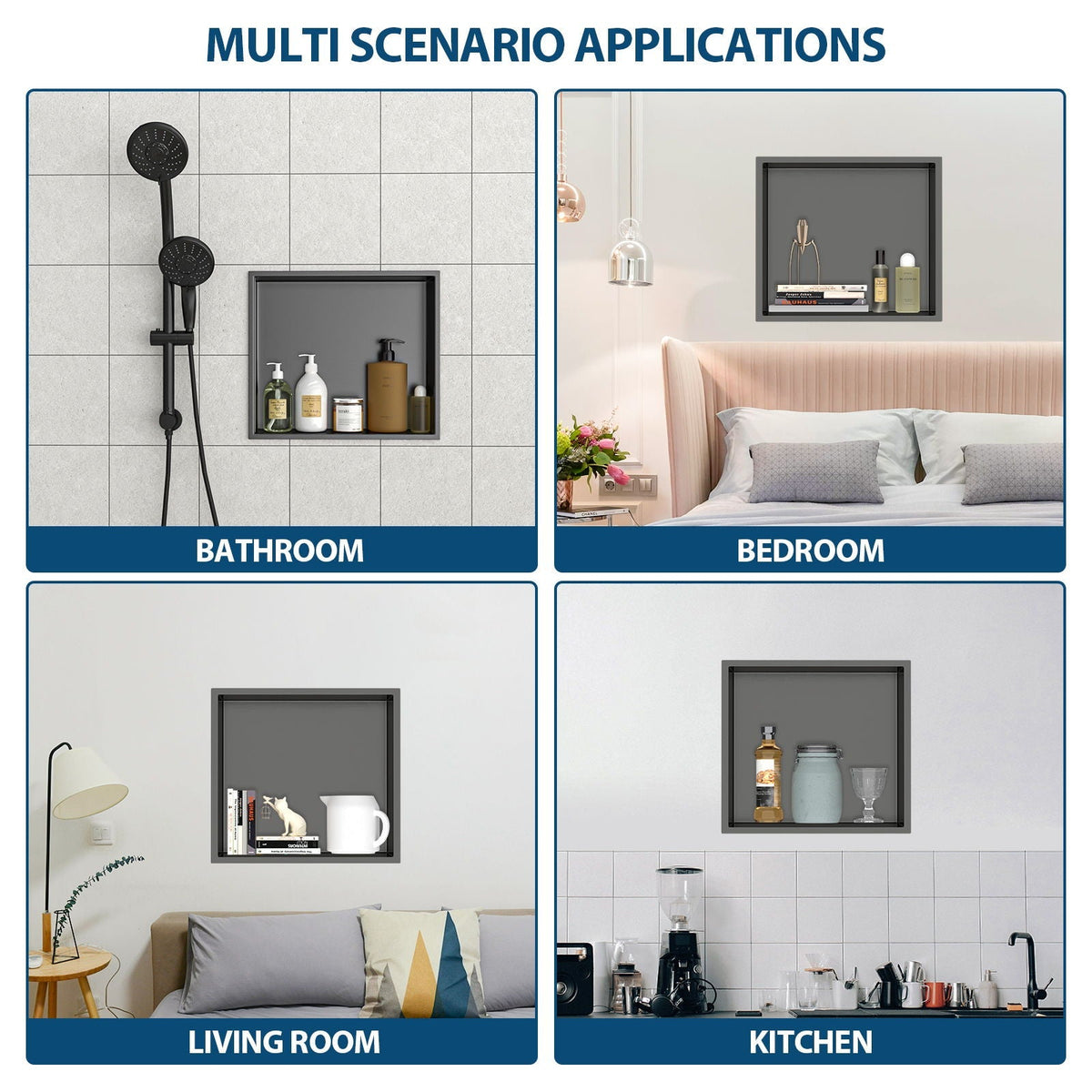 Stainless Steel Shower Niche With Seamless Design For Bathroom Storage