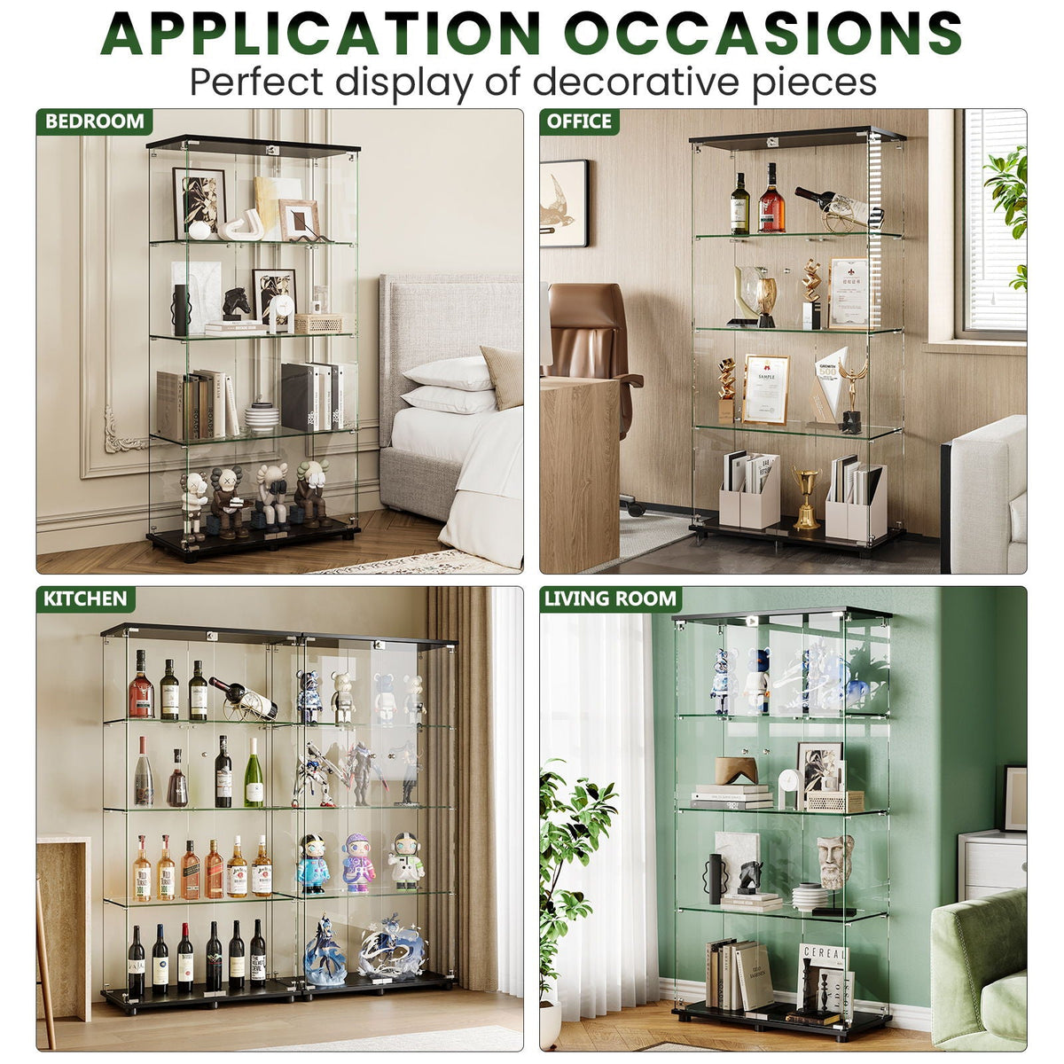 Display Cabinet With Shelf Double Doors And Lock