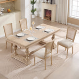 French Country Dining Chairs Set of 2 Upholstered With Natural Rattan Back