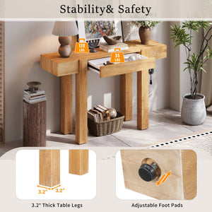 TREXM Rustic Minimalist Console Table with Hidden Drawer