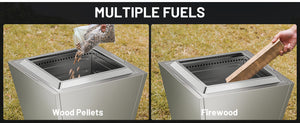 Smokeless Fire Pit with Fireproof Mat 20' Barrel Style Portable Wood Burning Firepit Black