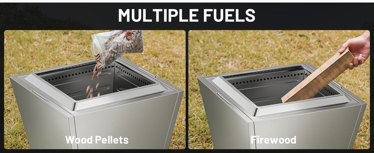 Smokeless Fire Pit with Fireproof Mat - 20" Barrel Style Portable Wood Burning