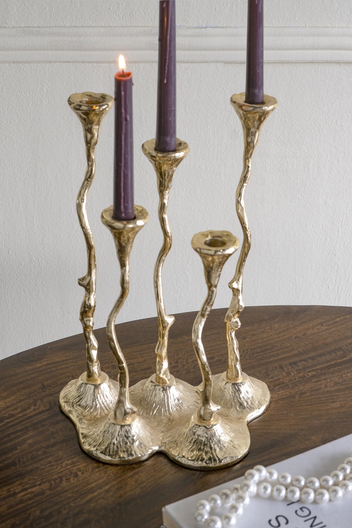 5-Light Cast Aluminum Taper Candle Holder