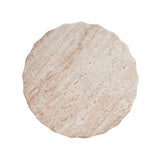 Elegant Indoor/Outdoor Lightweight Concrete Cylinder Side Table with Travertine Finish Beige