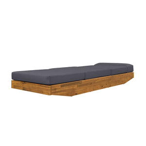 Modern Acacia Wood Outdoor Chaise Lounge with Adjustable Headrest