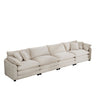 Modern Upholstered 4 Seater Fabric Sofa with Arm and Throw Pillows - Multiple Colors