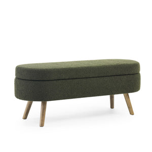 Ottoman Oval Storage Bench with Rubber Wood Legs