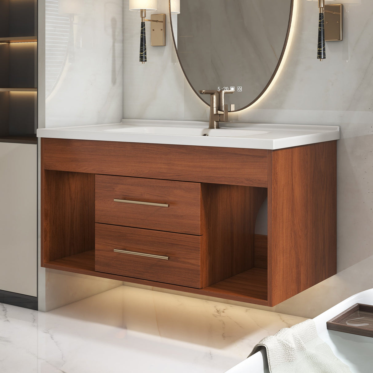 35.4" Mid-century Modern Single Bathroom Vanity
