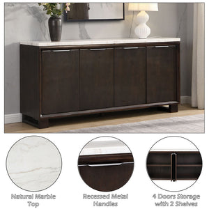 Edwyn - Server With Marble Top - Natural Marble Top & Espresso Finish