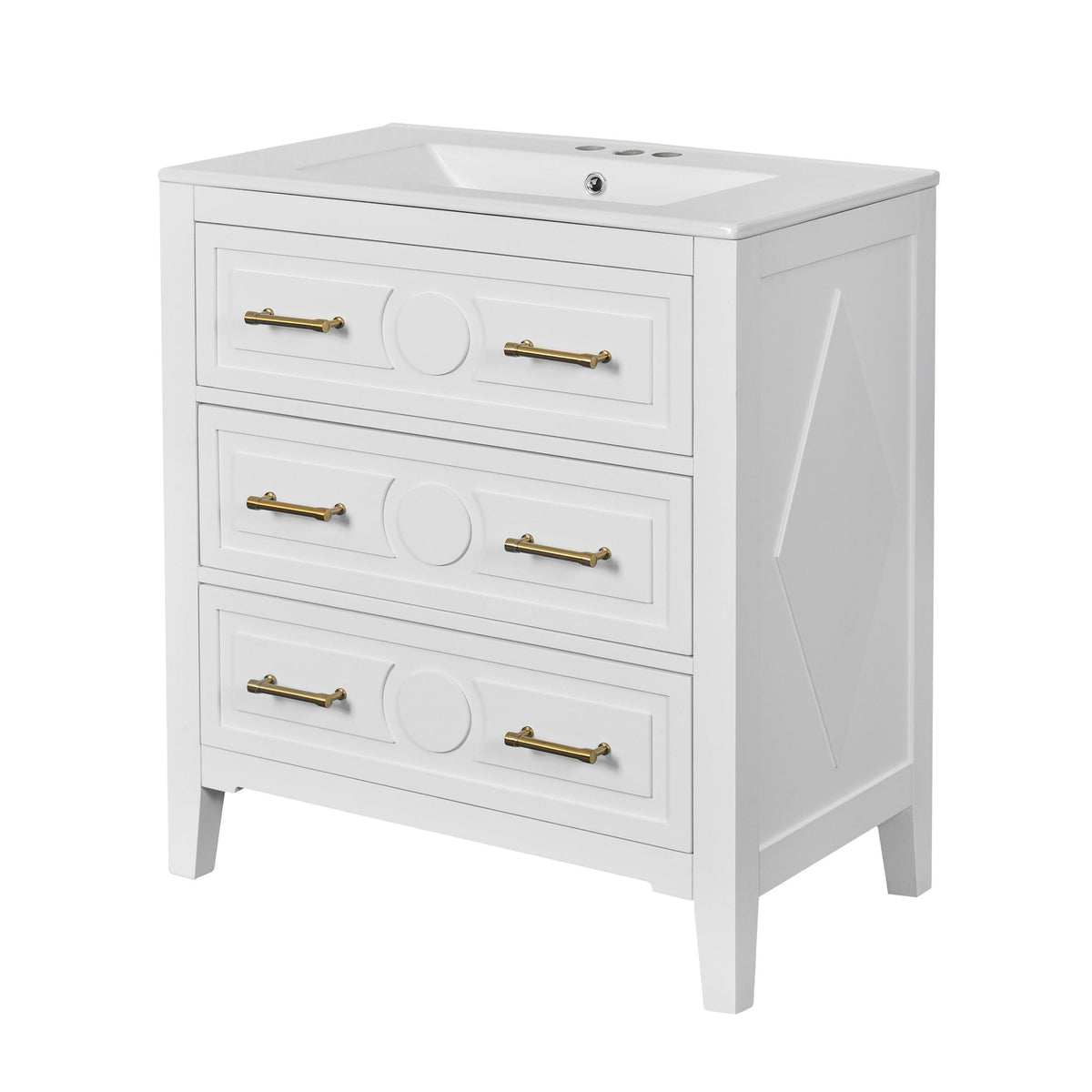 Retro Bathroom Vanity with Sink Combo, Free Standing, 3 Soft-Close Drawers - Dark Gray or White