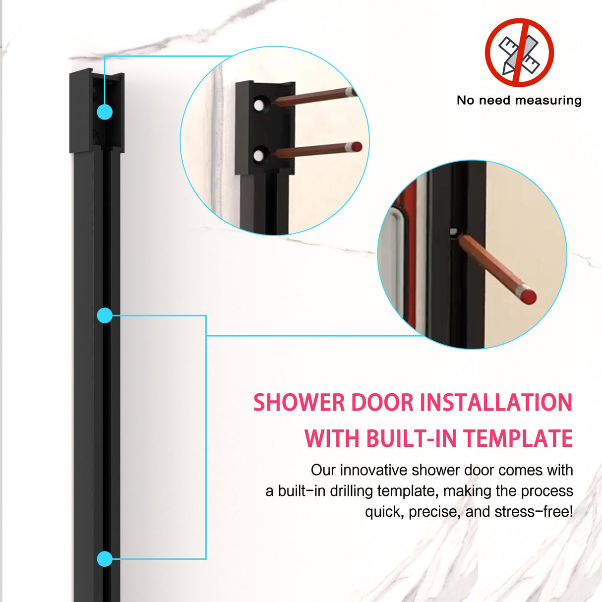 56-60" W x 74" H Semi-Frameless Sliding Shower Door