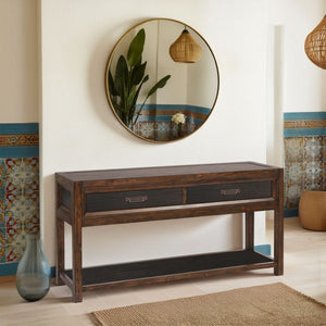 2 Drawer Sofa Table, 2 Tone - Brown