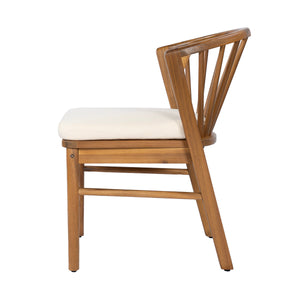 7 Pieces Acacia Wood Outdoor Dining Set with Cream Cushions