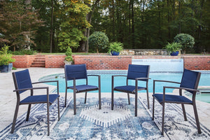 Rocky Creek - Sling Arm Chair (Set of 4) - Blue / Gray