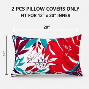 2 Pack Outdoor Lumbar Pillow Covers - Tropical Leaves