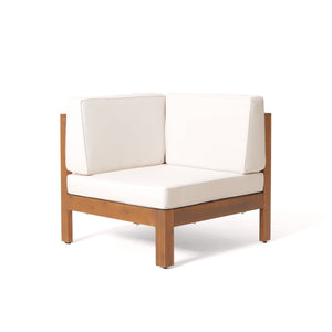 OANA Outdoor Wooden Sectional Set with Cushions, Beige