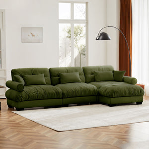 Oversized Modular Sectional Sofa with Movable Ottoman - Fabric, Multiple Colors