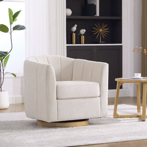 Upholstered Chenille Swivel Barrel Chair
