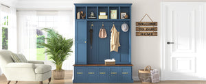 U-Can Entryway Hall Tree with Coat Hooks, Shoe Bench & Drawer Storage Cabinet