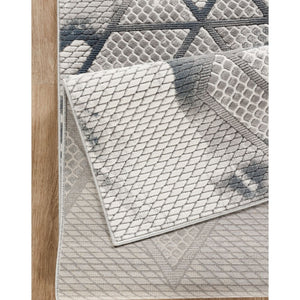 Geometric 3D Effect Area Rug with Contemporary Design - Ivory / Gray