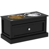 PawHut Large Elevated Dog Bowls with Storage Drawer Containing 11L Capacity