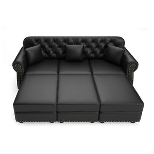 Upholstered Sofa With Nailhead Trim, Rolled Armrests With Ottoman