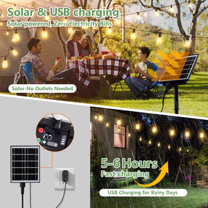 100 FT Solar String Lights Waterproof with Remote & USB Port