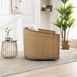 Barrel, Comfy Round Accent Sofa Chair With 360 Degree Swivel, Leisure Arm