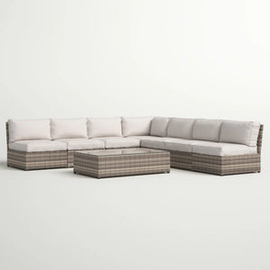 Comfortable Modern Patio Rattan Sectional Set With Cushions
