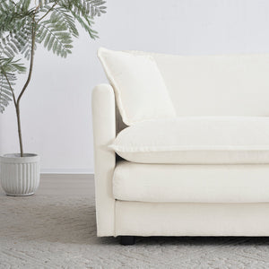 2-Piece White Chenille Sofa Set for Living Room