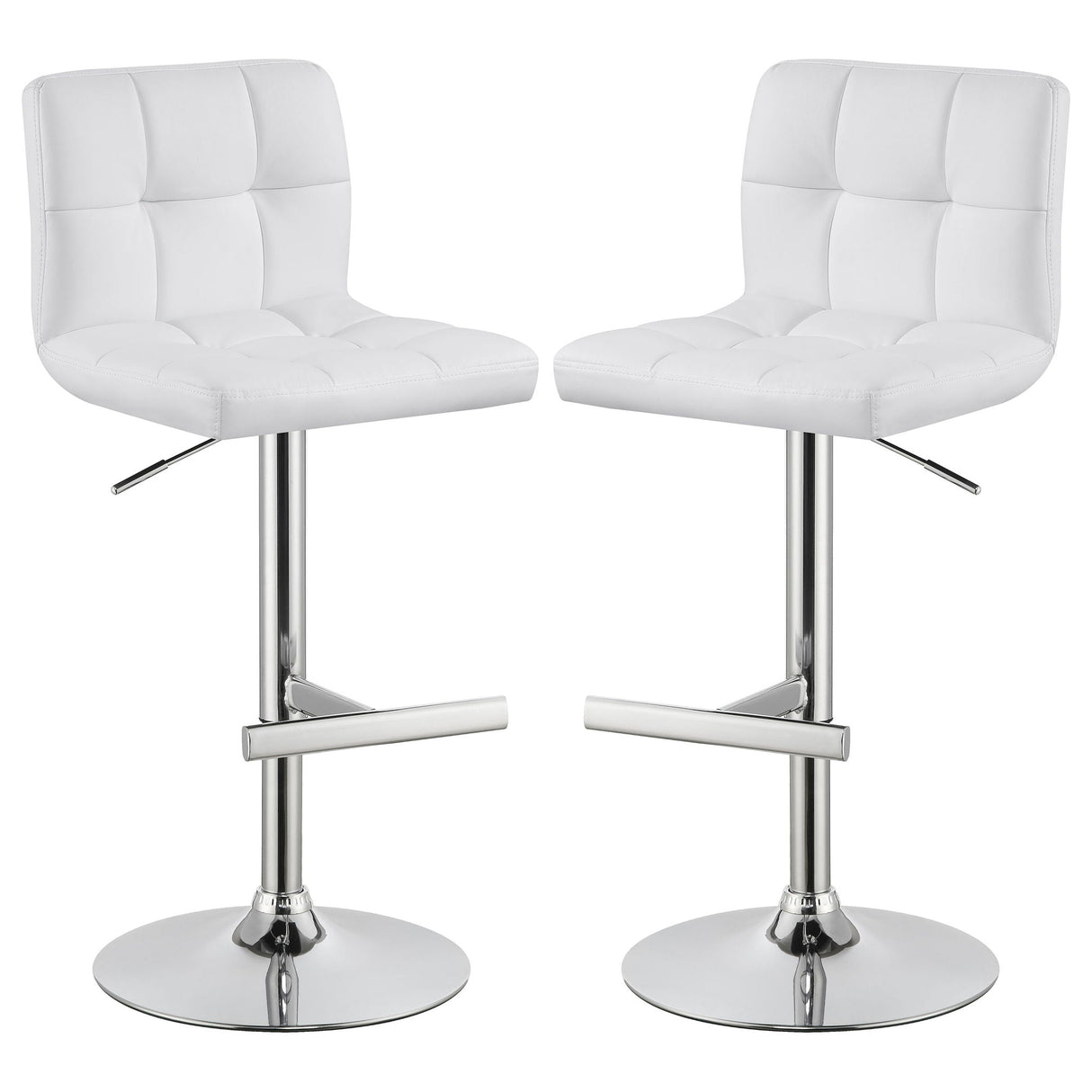 Lenny - Upholstered Adjustable Bar Stool (Set of 2) - White